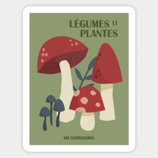 Mushrooms, Cottagecore decor, Goblincore, Posters aesthetic, Autumn art, Museum poster, Abstract Sticker